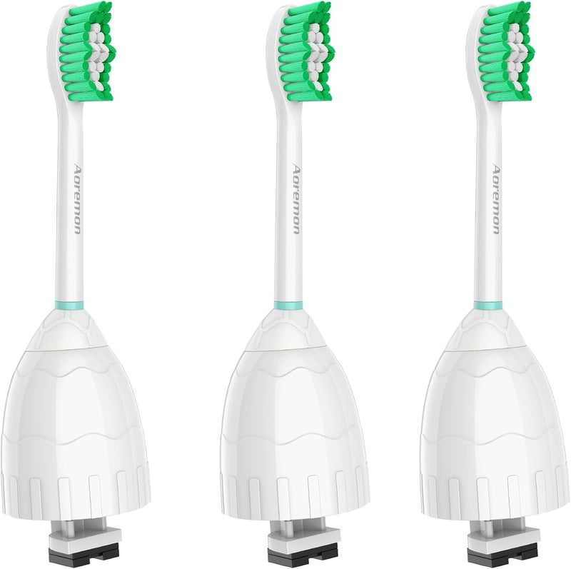 Aoremon Toothbrush Replacement Heads Compatible with Philips Sonicare E-Series Essence Xtreme Elite Advance CleanCare Screw-on Electric Toothbrush Handle Head Come with Hygienic Caps, 3 Count, Green - Image 1